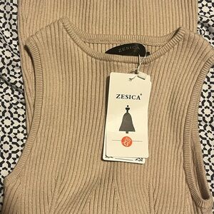 Women's Tan Ribbed Tank Top